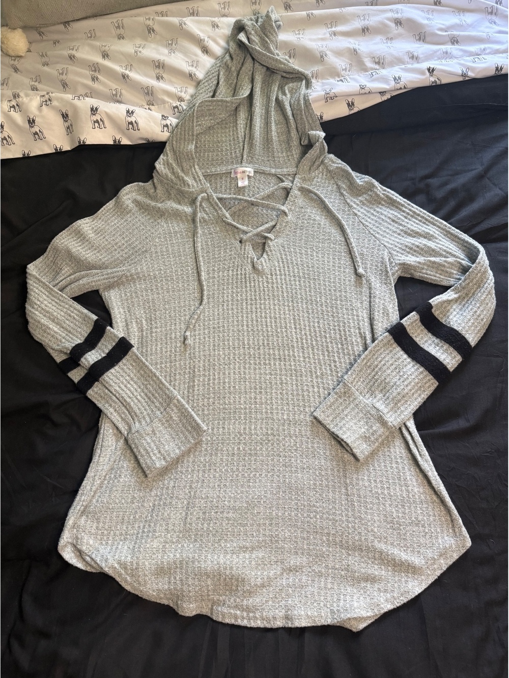 Women's Top | Hooded Long Sleeve Waffle Tee | Flirtitude Active| Size Medium